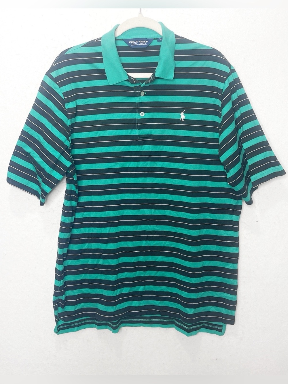 Polo Golf Ralph Lauren Polo Shirt Men’s Medium Striped Green Black Pima Cotton